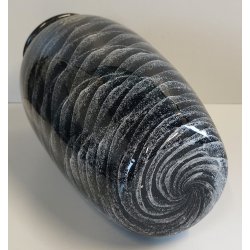 VASO VETRO La Filigrana Murano DESIGN stile MILA SCHON anni 80 SABBIATO NERO