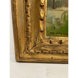 ANTICO QUADRO DIPINTO OLIO TAVOLA ROMA MARIO MARESCA SERRA PAESAGGIO MARINA 1934