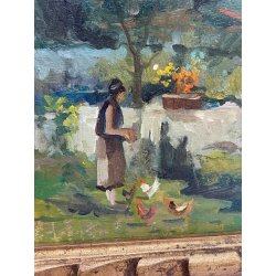 ANTICO QUADRO DIPINTO OLIO TAVOLA ROMA MARIO MARESCA SERRA PAESAGGIO MARINA 1934
