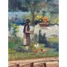 ANTICO QUADRO DIPINTO OLIO TAVOLA ROMA MARIO MARESCA SERRA PAESAGGIO MARINA 1934