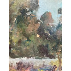 ANTICO QUADRO DIPINTO OLIO TAVOLA ROMA MARIO MARESCA SERRA PAESAGGIO MARINA 1934