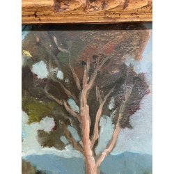 ANTICO QUADRO DIPINTO OLIO TAVOLA ROMA MARIO MARESCA SERRA PAESAGGIO MARINA 1934
