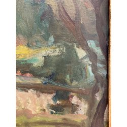 ANTICO QUADRO DIPINTO OLIO TAVOLA ROMA MARIO MARESCA SERRA PAESAGGIO MARINA 1934