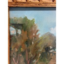 ANTICO QUADRO DIPINTO OLIO TAVOLA ROMA MARIO MARESCA SERRA PAESAGGIO MARINA 1934
