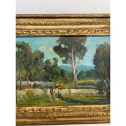 ANTICO QUADRO DIPINTO OLIO TAVOLA ROMA MARIO MARESCA SERRA PAESAGGIO MARINA 1934