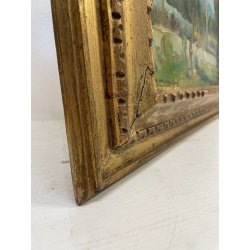 ANTICO QUADRO DIPINTO OLIO TAVOLA ROMA MARIO MARESCA SERRA PAESAGGIO MARINA 1934