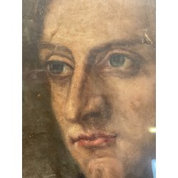 ANTICO QUADRO RITRATTO DIPINTO TEMPERA SU CARTA EPOCA '800 NOBILUOMO STRALCIO