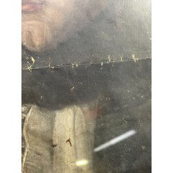 ANTICO QUADRO RITRATTO DIPINTO TEMPERA SU CARTA EPOCA '800 NOBILUOMO STRALCIO