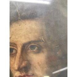 ANTICO QUADRO RITRATTO DIPINTO TEMPERA SU CARTA EPOCA '800 NOBILUOMO STRALCIO