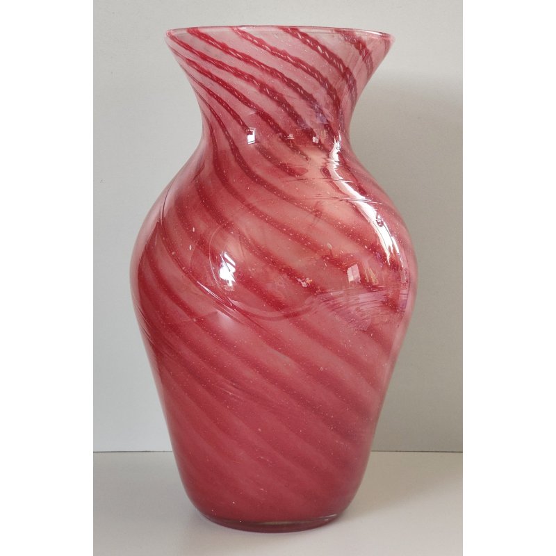 VASO VETRO Sommerso Murano Rosa DESIGN MILLEBOLLE SPIRALE Vintage Glass Vase "V"