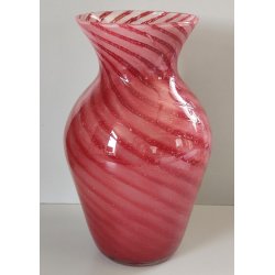 VASO VETRO Sommerso Murano Rosa DESIGN MILLEBOLLE SPIRALE Vintage Glass Vase "V"