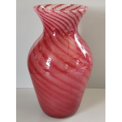 VASO VETRO Sommerso Murano Rosa DESIGN MILLEBOLLE SPIRALE Vintage Glass Vase "V"