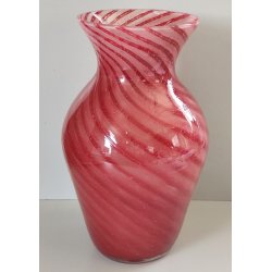 VASO VETRO Sommerso Murano Rosa DESIGN MILLEBOLLE SPIRALE Vintage Glass Vase "V"