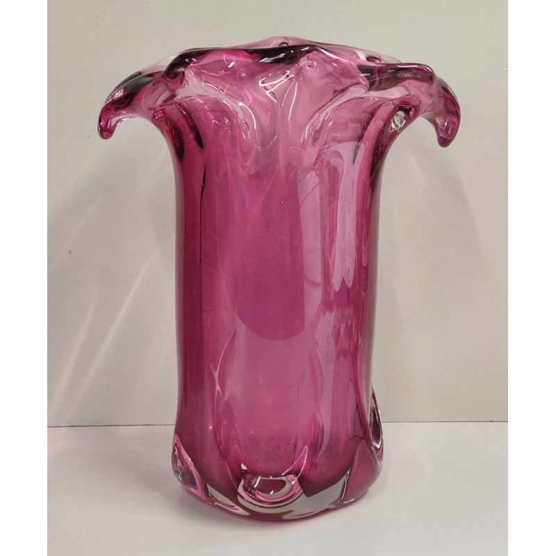 VASO Vetro Murano Ametista DESIGN Mid Century Modern a Fiore Vintage Glass Vase