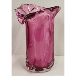 VASO Vetro Murano Ametista DESIGN Mid Century Modern a Fiore Vintage Glass Vase
