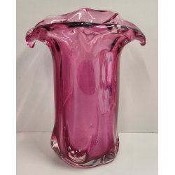 VASO Vetro Murano Ametista DESIGN Mid Century Modern a Fiore Vintage Glass Vase