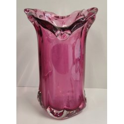 VASO Vetro Murano Ametista DESIGN Mid Century Modern a Fiore Vintage Glass Vase