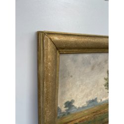 ANTICO QUADRO DIPINTO OLIO SU CARTONCINO PIOVANO BARTOLOMEO PAESAGGIO TEMPESTA