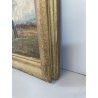 ANTICO QUADRO DIPINTO OLIO SU CARTONCINO PIOVANO BARTOLOMEO PAESAGGIO TEMPESTA