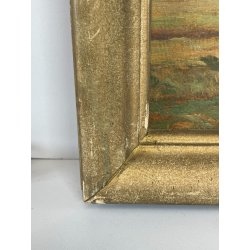 ANTICO QUADRO DIPINTO OLIO SU CARTONCINO PIOVANO BARTOLOMEO PAESAGGIO TEMPESTA