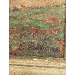 ANTICO QUADRO DIPINTO OLIO SU CARTONCINO PIOVANO BARTOLOMEO PAESAGGIO TEMPESTA