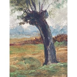 ANTICO QUADRO DIPINTO OLIO SU CARTONCINO PIOVANO BARTOLOMEO PAESAGGIO TEMPESTA