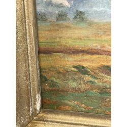 ANTICO QUADRO DIPINTO OLIO SU CARTONCINO PIOVANO BARTOLOMEO PAESAGGIO TEMPESTA