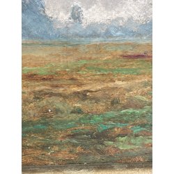 ANTICO QUADRO DIPINTO OLIO SU CARTONCINO PIOVANO BARTOLOMEO PAESAGGIO TEMPESTA