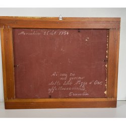 ANTICO QUADRO DIPINTO OLIO SU CARTONCINO PIOVANO BARTOLOMEO PAESAGGIO TEMPESTA