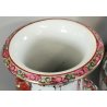 COPPIA ANTICO VASO CINESE FAMILLE ROSE PORCELLANA DIPINTO SCENA QUOTIDIANA FIORI