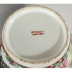 COPPIA ANTICO VASO CINESE FAMILLE ROSE PORCELLANA DIPINTO SCENA QUOTIDIANA FIORI