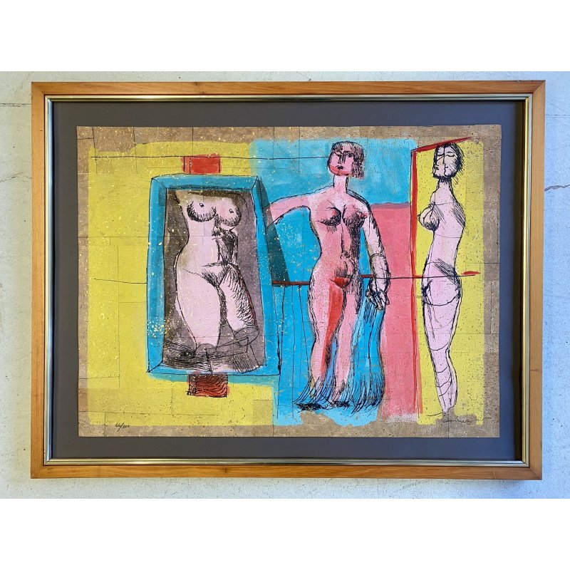 LITOGRAFIA SUGHERO 66/100 Bruno Cassinari NUDO FIGURE FEMMINILI ESPRESSIONISMO