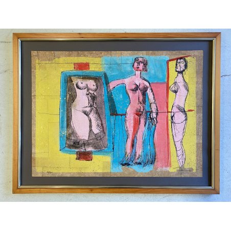 LITOGRAFIA SUGHERO 66/100 Bruno Cassinari NUDO FIGURE FEMMINILI ESPRESSIONISMO