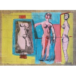 LITOGRAFIA SUGHERO 66/100 Bruno Cassinari NUDO FIGURE FEMMINILI ESPRESSIONISMO