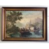 QUADRO DIPINTO OLIO "Crossing at the Schreckenstein"  PAESAGGIO ROMANTICO '800