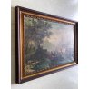 QUADRO DIPINTO OLIO "Crossing at the Schreckenstein"  PAESAGGIO ROMANTICO '800