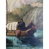 QUADRO DIPINTO OLIO "Crossing at the Schreckenstein"  PAESAGGIO ROMANTICO '800