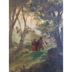 QUADRO DIPINTO OLIO "Crossing at the Schreckenstein"  PAESAGGIO ROMANTICO '800