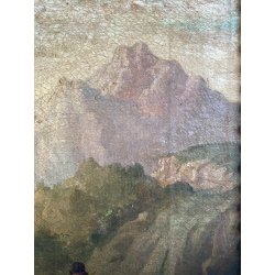 QUADRO DIPINTO OLIO "Crossing at the Schreckenstein"  PAESAGGIO ROMANTICO '800