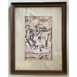DISEGNO su CARTA Angelo Corrado Selvini  SENZA TITOLO FIGURE A CAVALLO '900