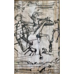 DISEGNO su CARTA Angelo Corrado Selvini  SENZA TITOLO FIGURE A CAVALLO '900