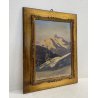 ANTICO DIPINTO OLIO A. Rosa PAESAGGIO ALPINO GHIACCIAI MONTAGNE DIVISIONISTA