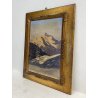 ANTICO DIPINTO OLIO A. Rosa PAESAGGIO ALPINO GHIACCIAI MONTAGNE DIVISIONISTA