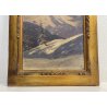 ANTICO DIPINTO OLIO A. Rosa PAESAGGIO ALPINO GHIACCIAI MONTAGNE DIVISIONISTA