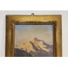 ANTICO DIPINTO OLIO A. Rosa PAESAGGIO ALPINO GHIACCIAI MONTAGNE DIVISIONISTA