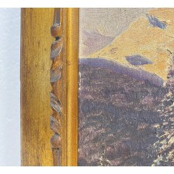 ANTICO DIPINTO OLIO A. Rosa PAESAGGIO ALPINO GHIACCIAI MONTAGNE DIVISIONISTA