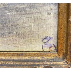 ANTICO DIPINTO OLIO A. Rosa PAESAGGIO ALPINO GHIACCIAI MONTAGNE DIVISIONISTA