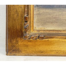 ANTICO DIPINTO OLIO A. Rosa PAESAGGIO ALPINO GHIACCIAI MONTAGNE DIVISIONISTA
