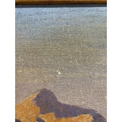 ANTICO DIPINTO OLIO A. Rosa PAESAGGIO ALPINO GHIACCIAI MONTAGNE DIVISIONISTA