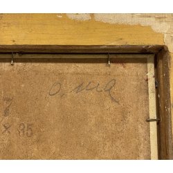 ANTICO DIPINTO OLIO A. Rosa PAESAGGIO ALPINO GHIACCIAI MONTAGNE DIVISIONISTA